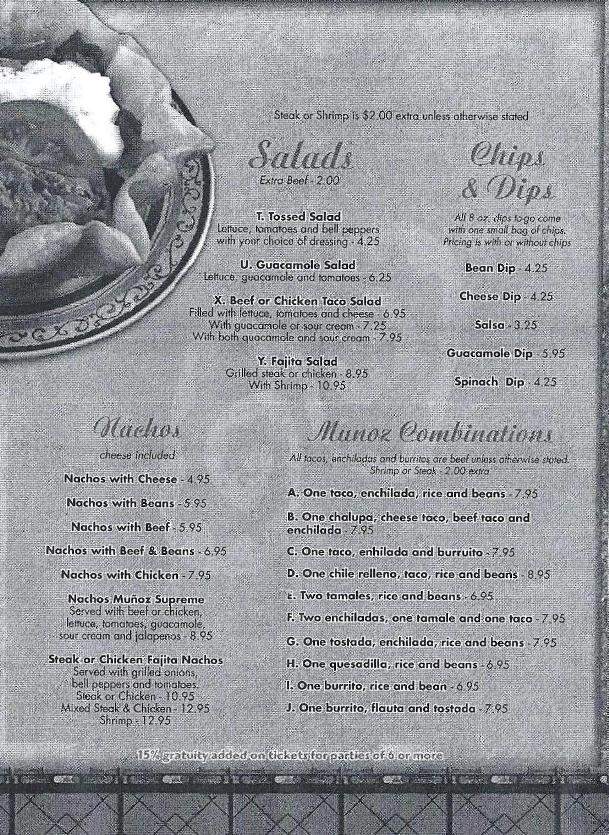 Munoz Mexican Grill - Trussville, AL menu_pic