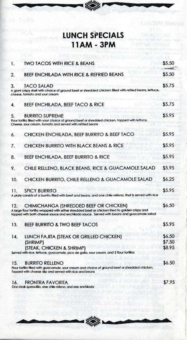 Frontera Grill - Birmingham, AL menu_pic