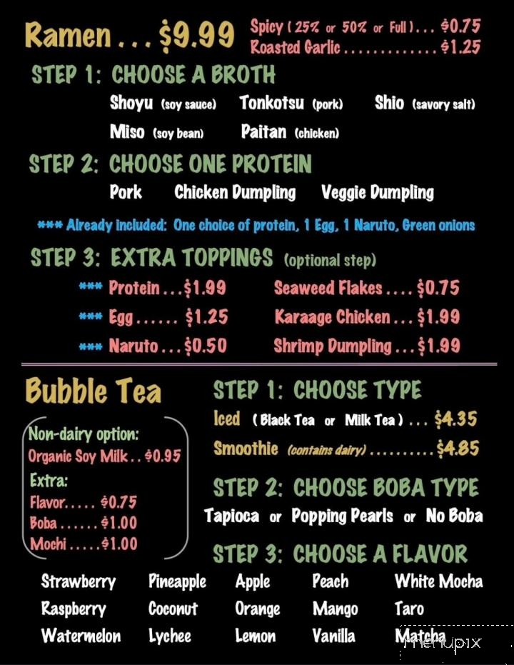 Kang's Boba House - Cleveland, TN menu_pic