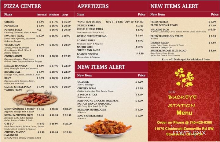 Buckeye Station - Stoutsville, OH menu_pic