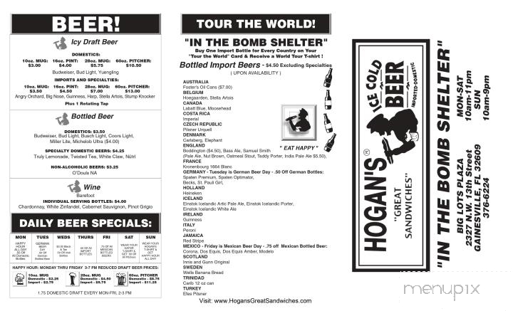 Hogan's Great Sandwiches - Gainesville, FL menu_pic