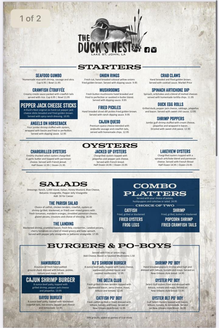 Duck's Nest II - Ferriday, LA menu_pic
