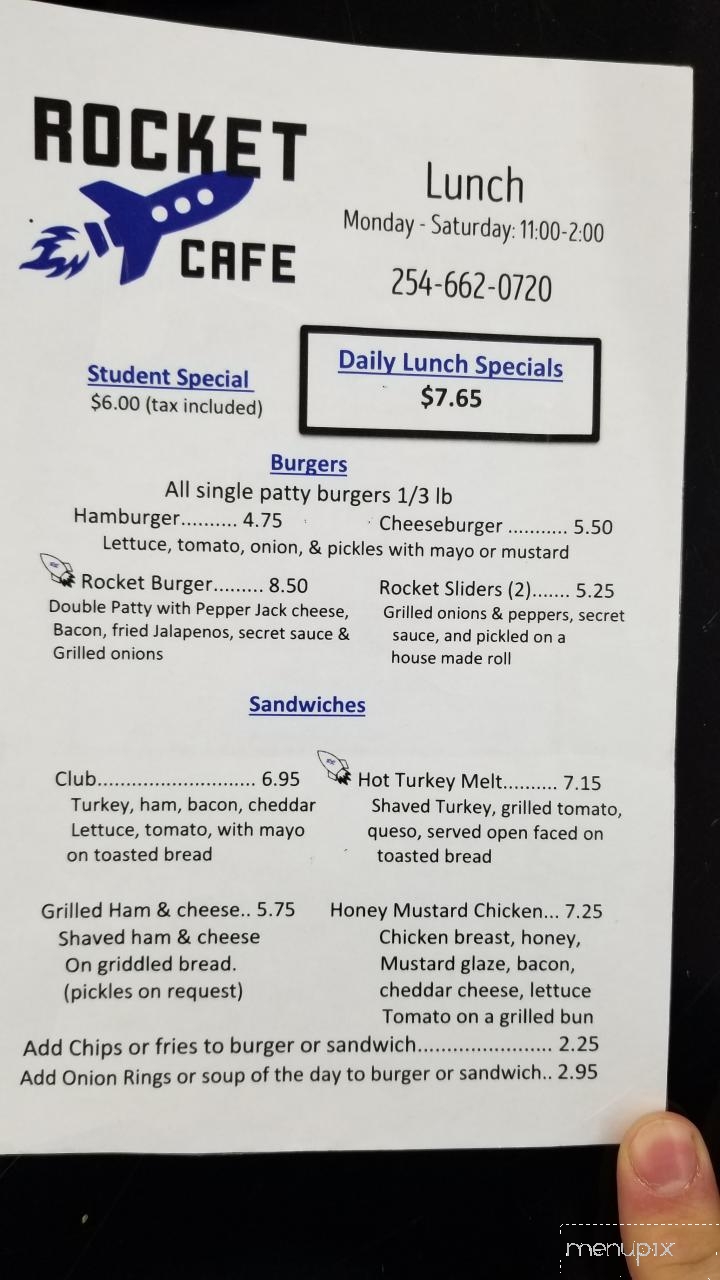 Rocket Cafe - Robinson, TX menu_pic