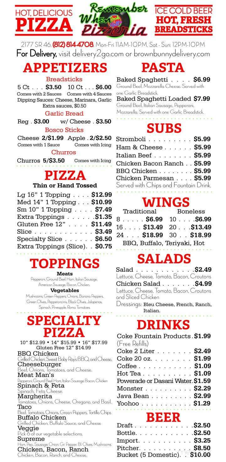 Remember When Pizzeria - Terre Haute, IN menu_pic