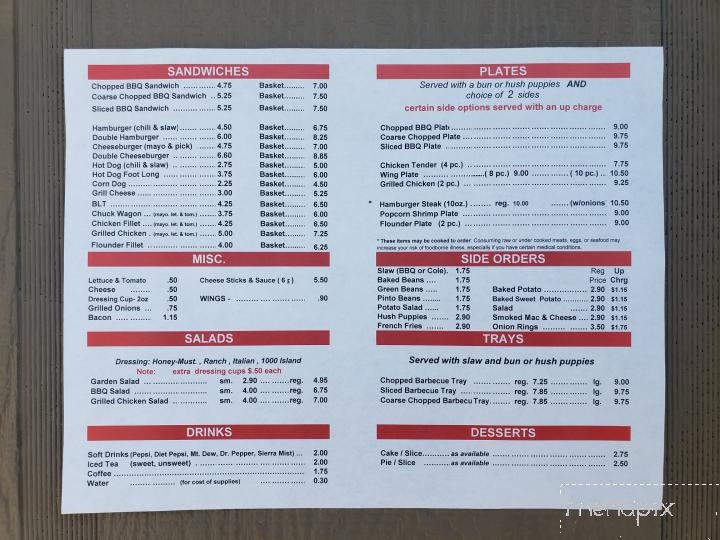Rick's Smokehouse - Welcome, NC menu_pic
