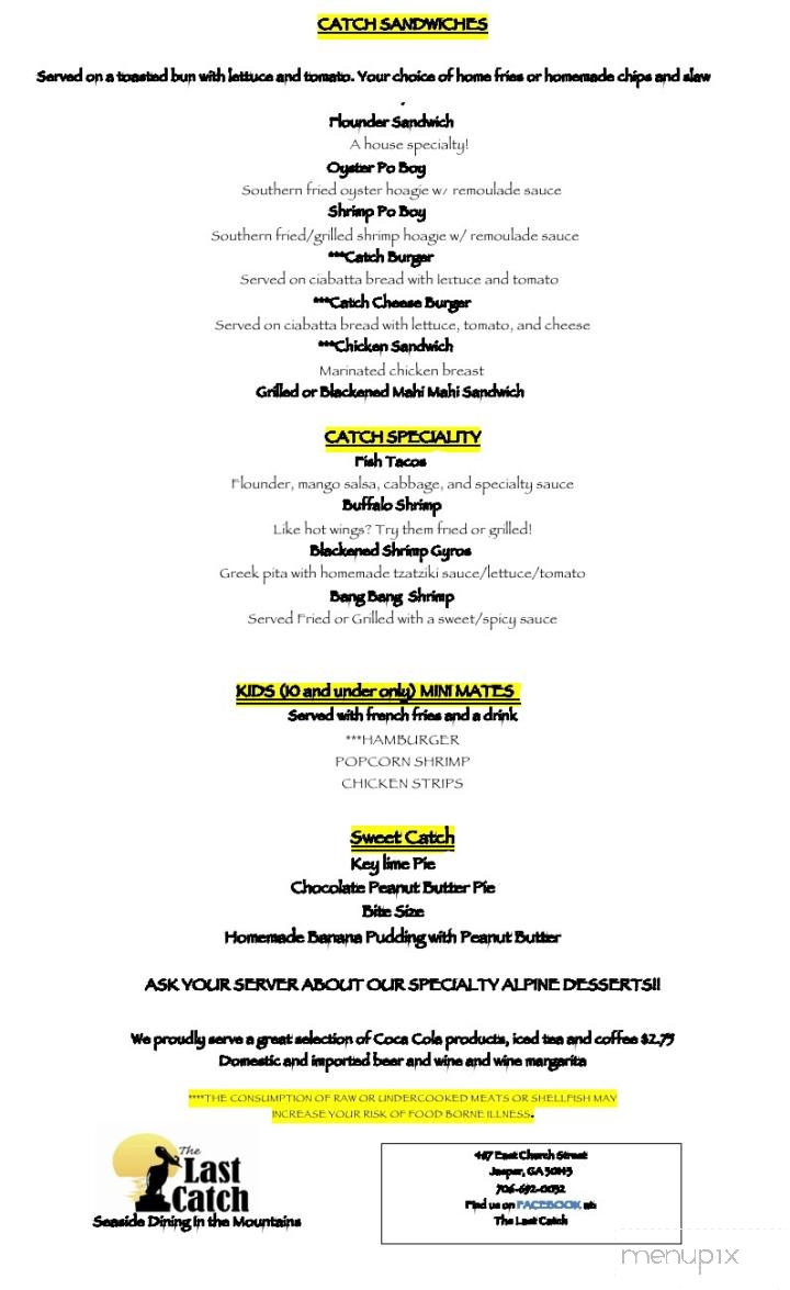 The Last Catch - Jasper, GA menu_pic