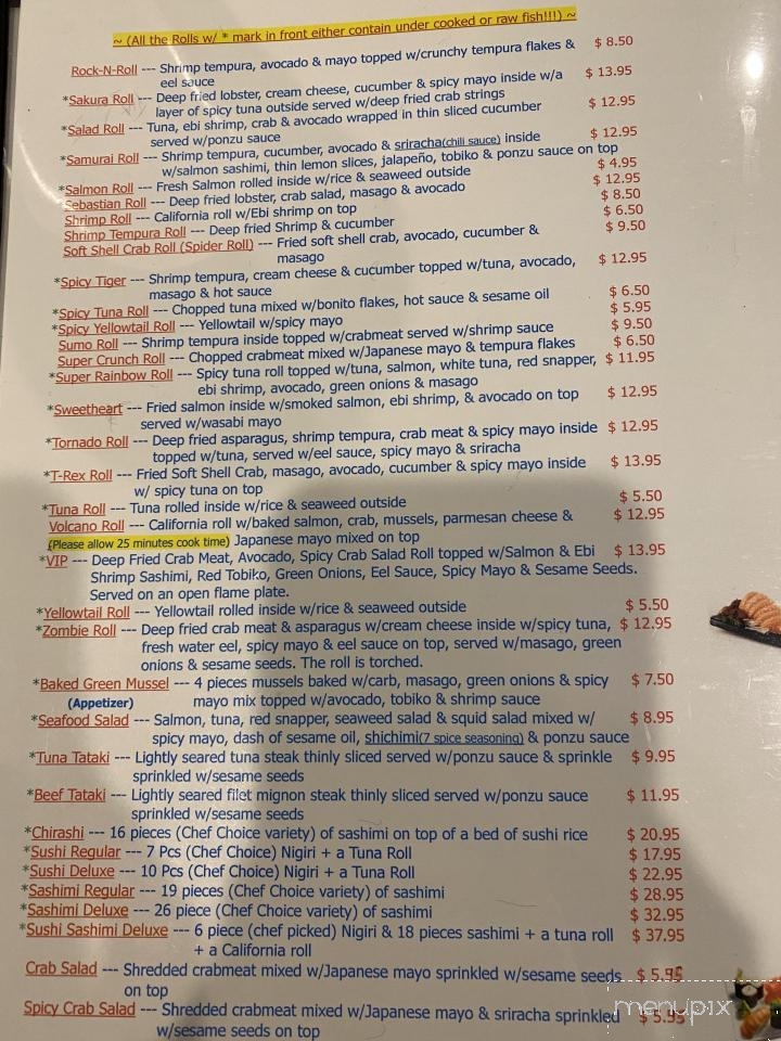 Fuji Japanese Steakhouse And Sushi Bar - Anderson, SC menu_pic