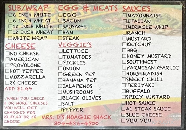 Mrs D's Hoagie Shack - Cameron, WV