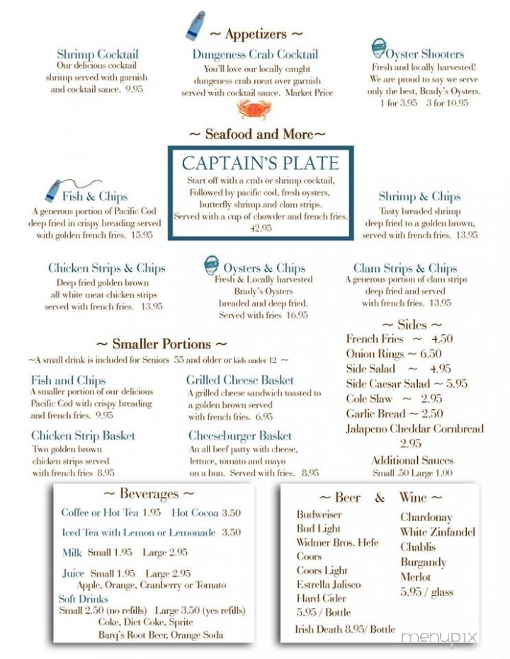 Blue Buoy - Westport, WA menu_pic