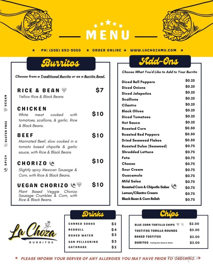 La Choza - Vineyard Haven, MA menu_pic
