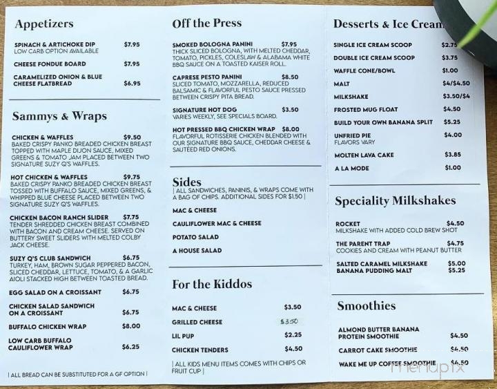 Suzy Q's Sweet Creams & Coffee - Mena, AR menu_pic