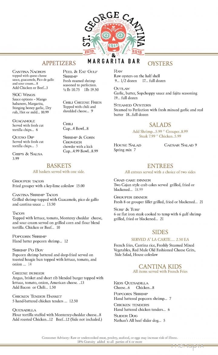 St. George Cantina - Eastpoint, FL menu_pic