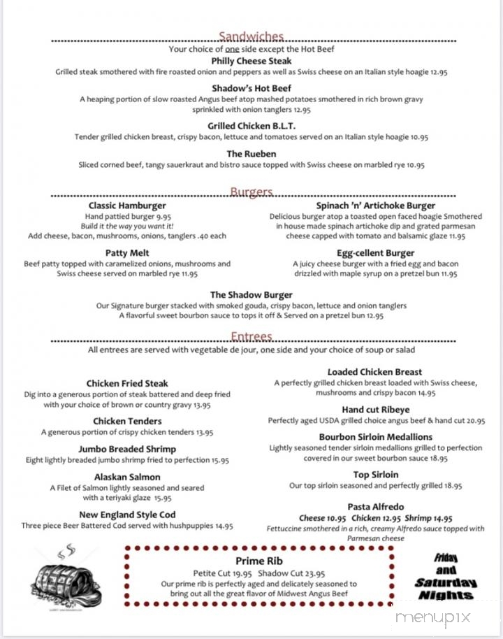 Shadows Restaurant and Pub - Columbus, NE menu_pic