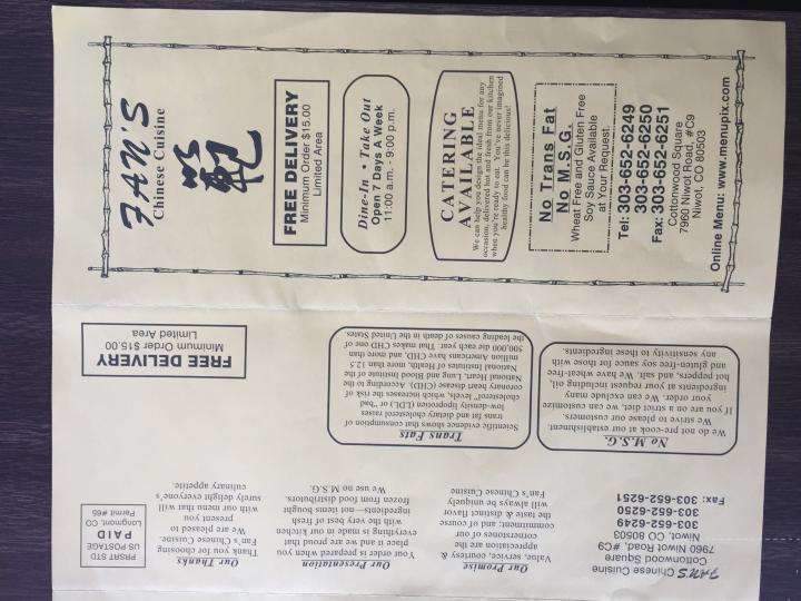 Fan's Chinese Cuisine - Longmont, CO menu_pic
