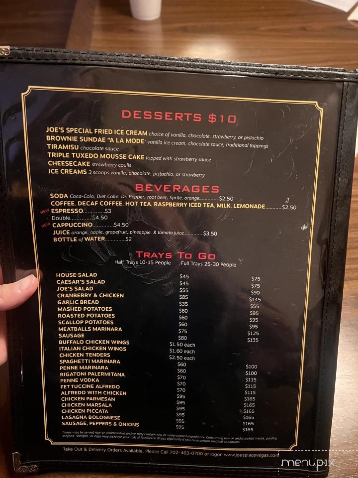 Joe's Place - Henderson, NV menu_pic