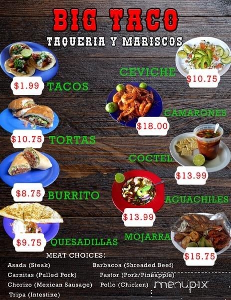 Big Tacos Tres Gallos - Princeton, TX menu_pic