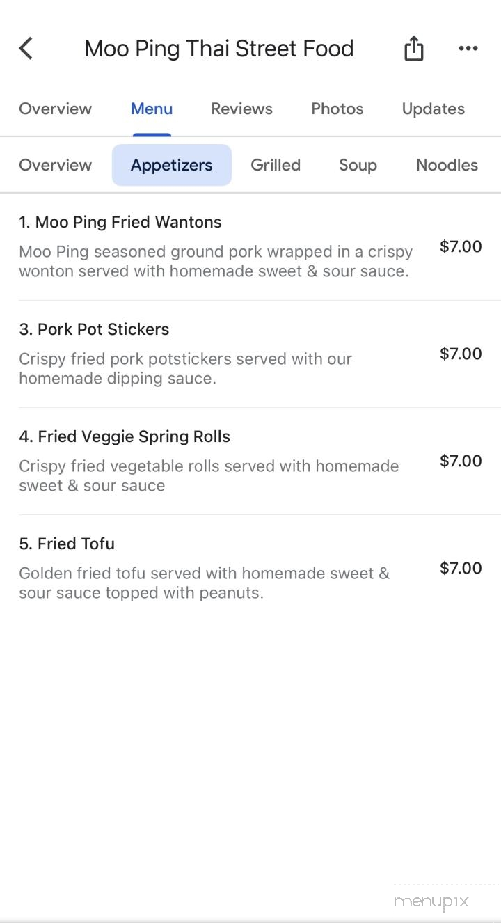 Moo Ping Thai Street Food - Eugene, OR menu_pic