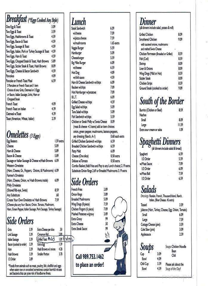 Bringer Inn - Saginaw, MI menu_pic