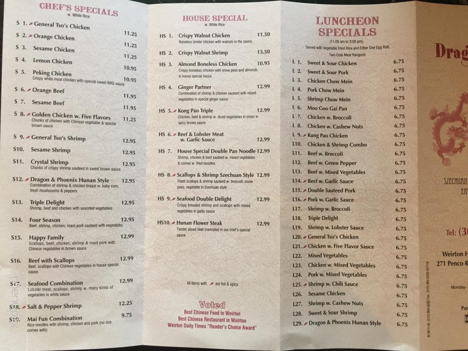 Dragon's Palace - Weirton, WV menu_pic