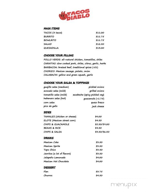 Tacos Diablo - Nassau, NY menu_pic
