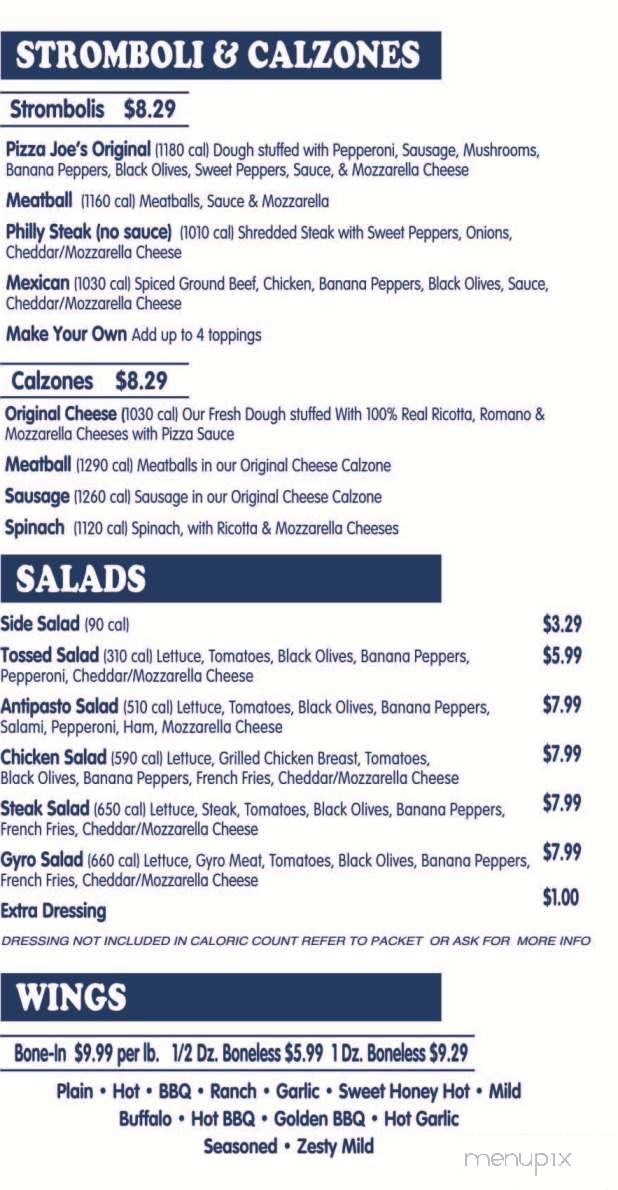 Pizza Joe's - Ambridge, PA menu_pic