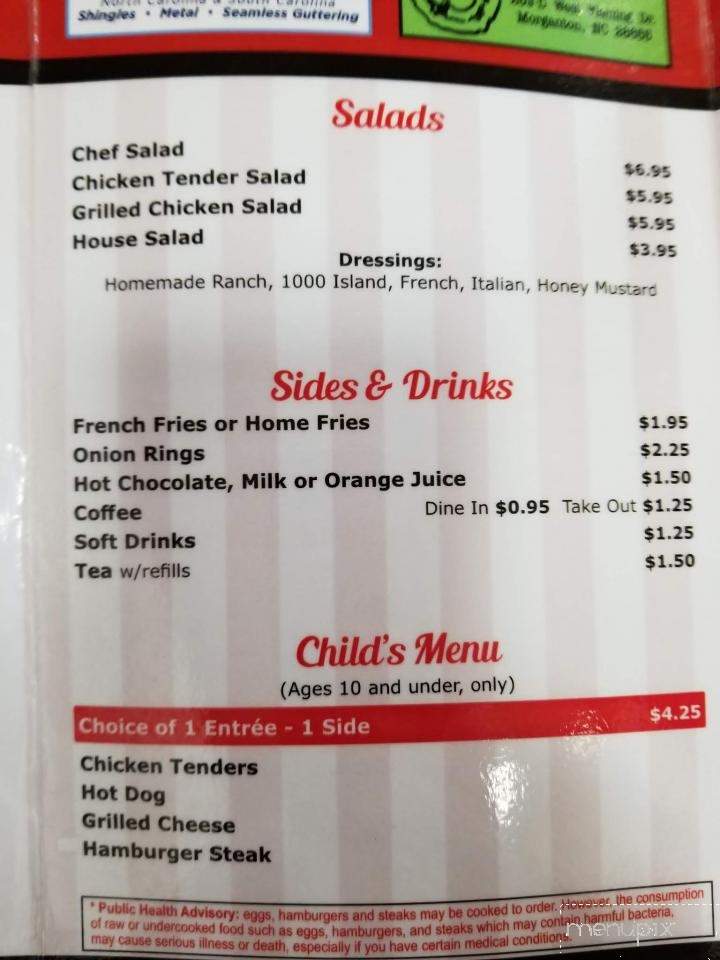 Sharon's Cafe - Marion, NC menu_pic