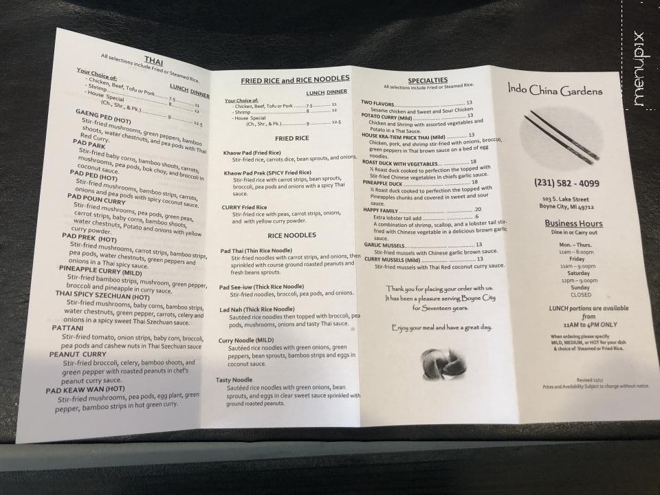 Indo China Garden - Boyne City, MI menu_pic