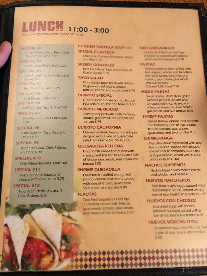 Azteca Mexican Grill - Camillus, NY menu_pic