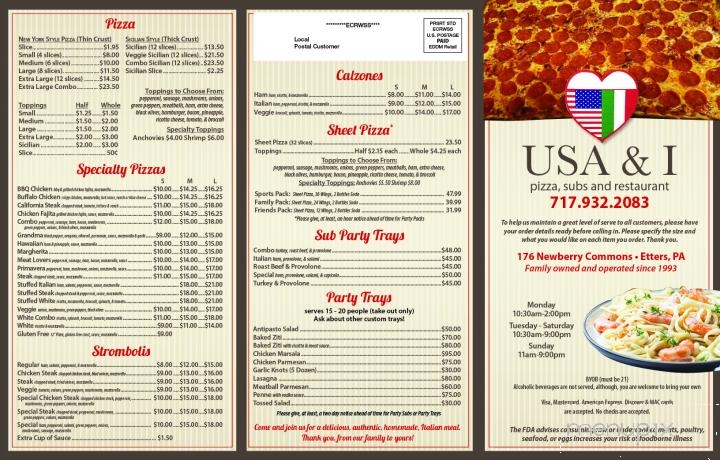 USA & I - Etters, PA menu_pic