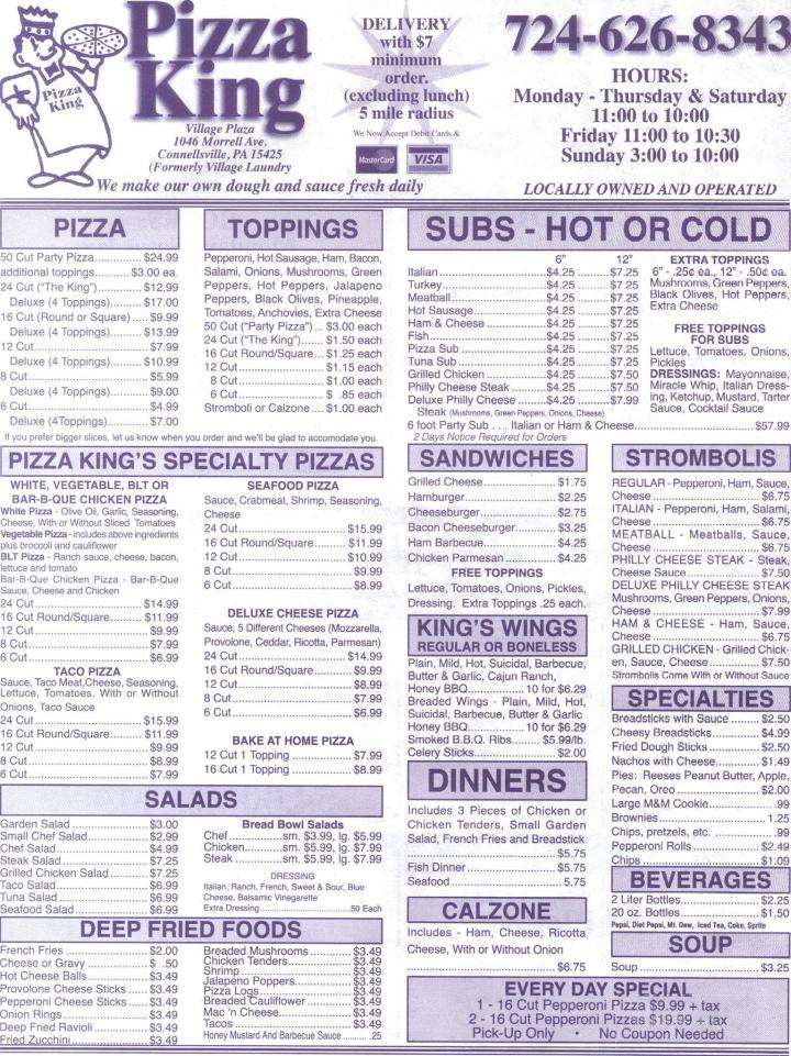 Pizza King - Connellsville, PA menu_pic