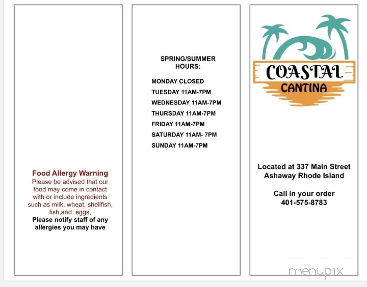 Coastal Cantina - Ashaway, RI menu_pic