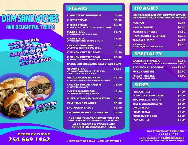 Dam Sandwiches - Killeen, TX menu_pic