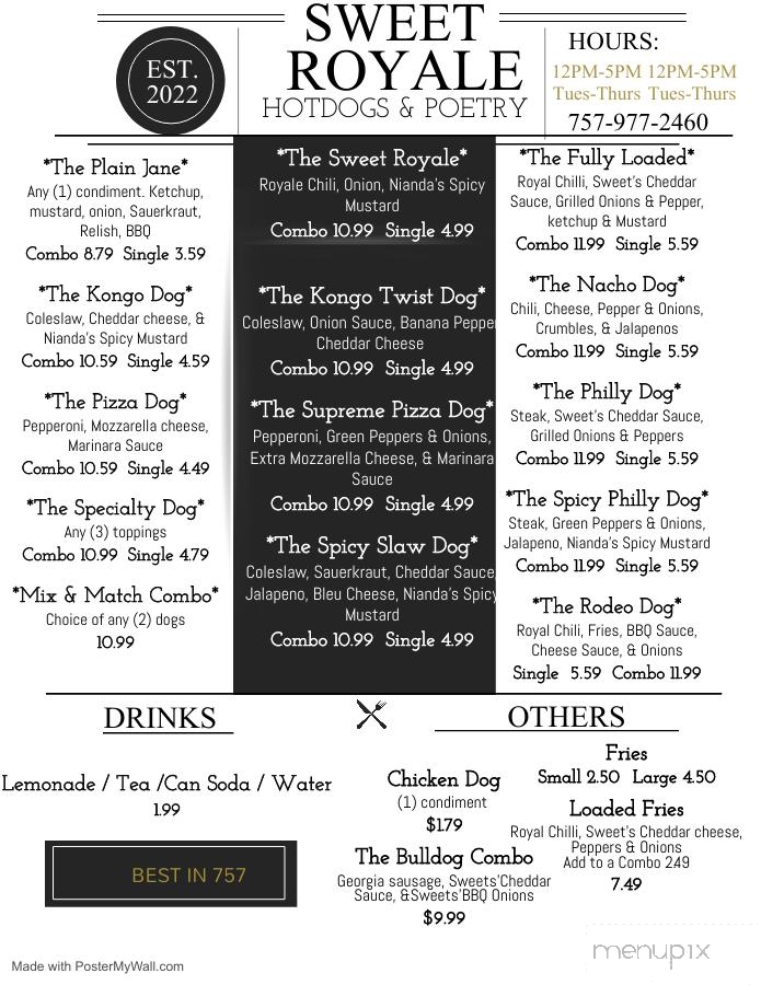 Sweet Royale Hotdogs & Poetry - Portsmouth, VA menu_pic