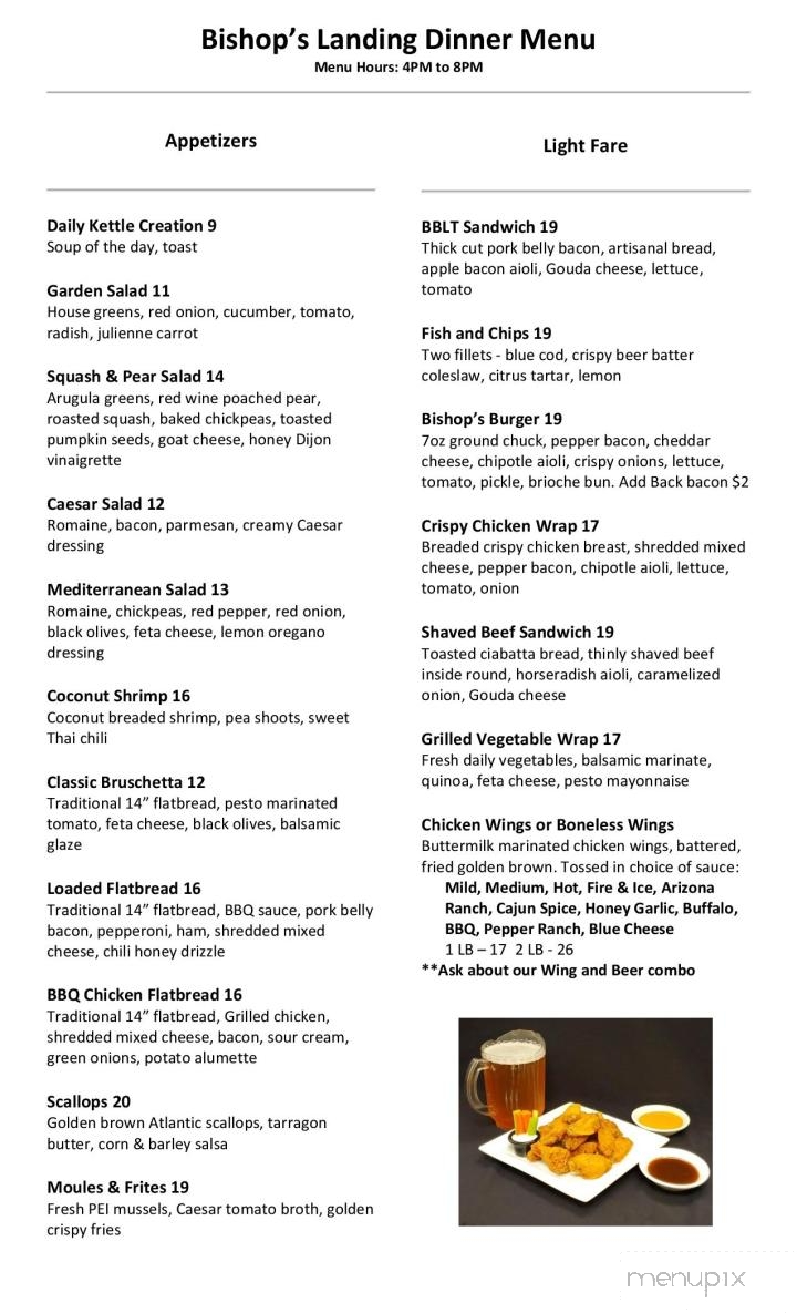 Bishop's Landing - Owen Sound, ON menu_pic