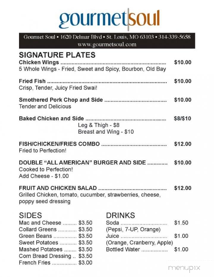 Gourmet Soul Restaurant and Catering - Saint Louis, MO menu_pic