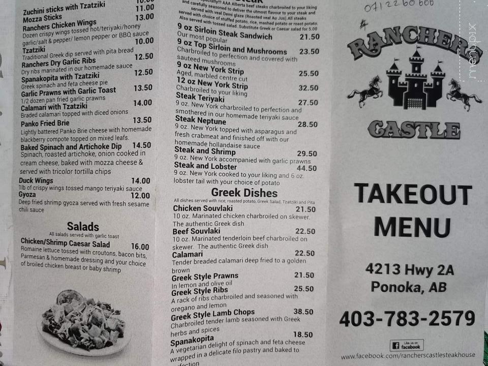 Ranchers Castle - Ponoka, AB menu_pic
