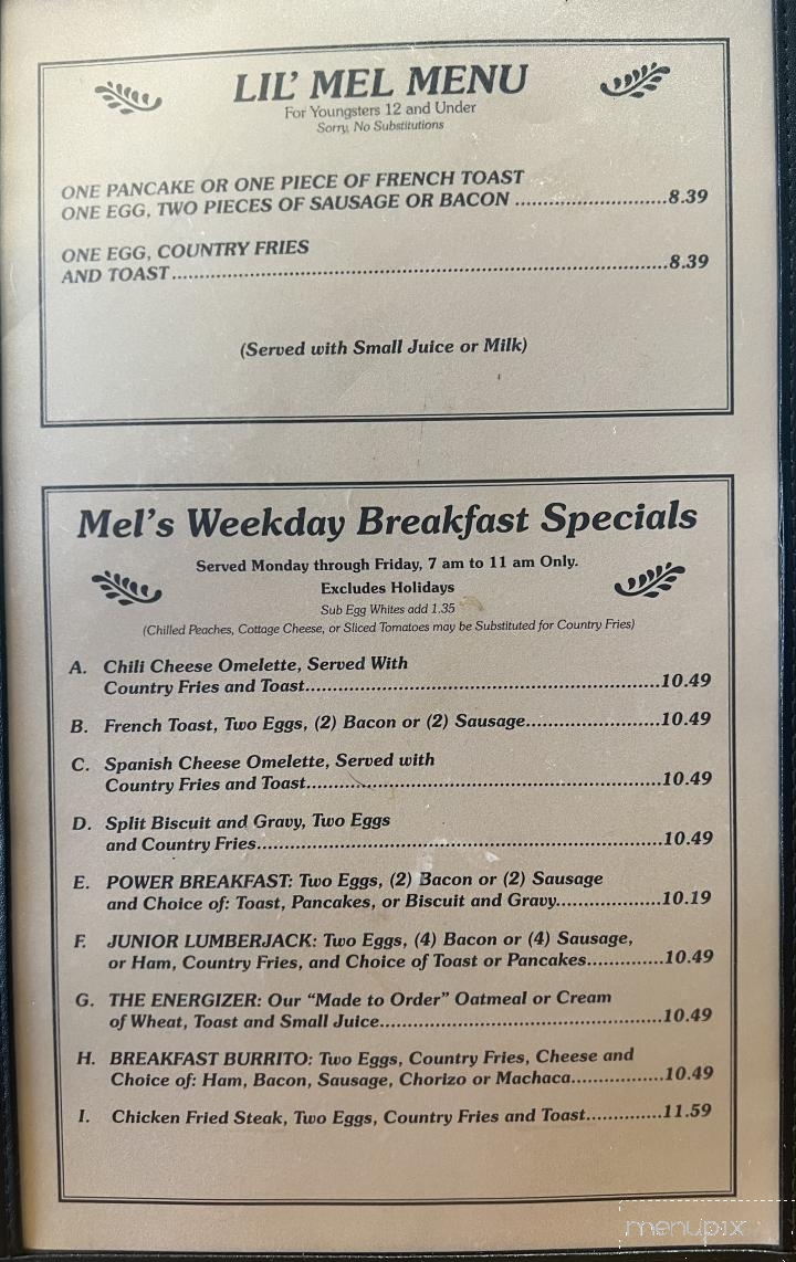 Mel's Diner - Fountain Valley, CA menu_pic