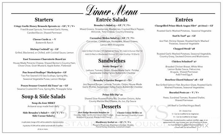 Brumley's Restaurant & Lounge - Greeneville, TN menu_pic