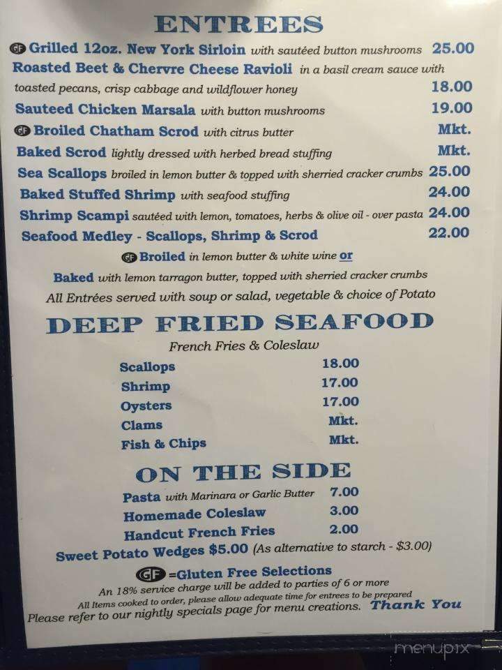 Brewster Inn & Chowder House - Brewster, MA menu_pic
