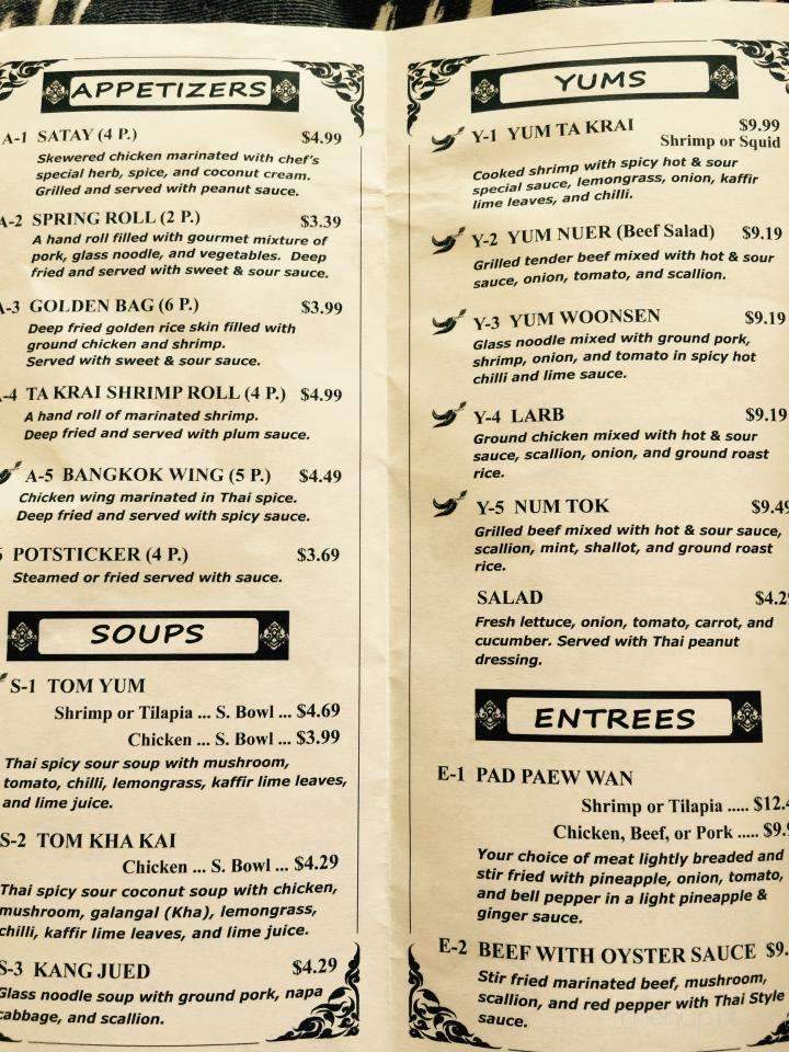 Takrai Thai Cuisine - Meridian, MS menu_pic