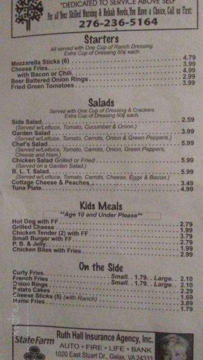 Melany's Diner - Galax, VA menu_pic