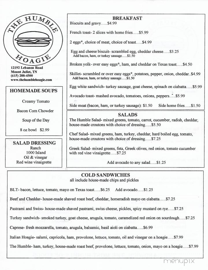 The Humble Hoagie - Mt. Juliet, TN menu_pic