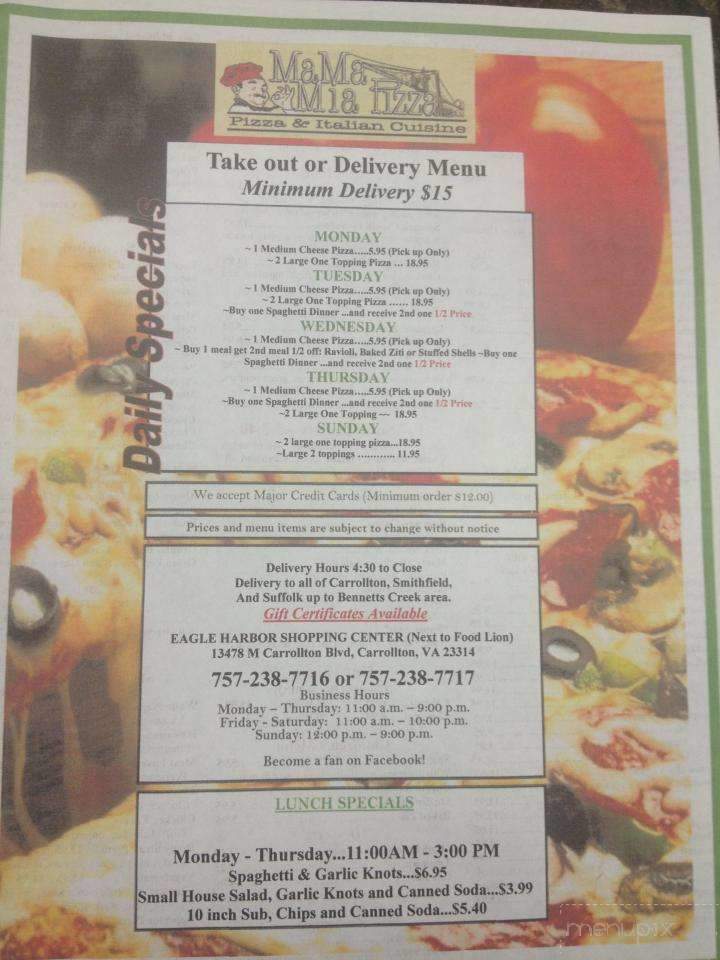 Mama Mia Pizzeria - Carrollton, VA menu_pic