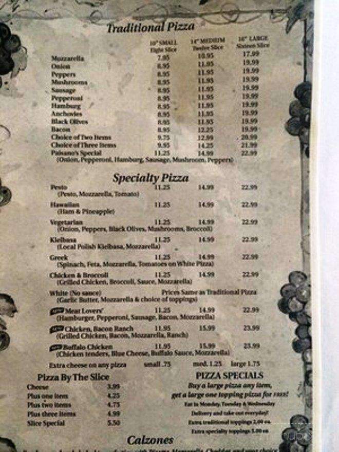 Paisanos Restaurant & Pizzaria - Southampton, MA menu_pic
