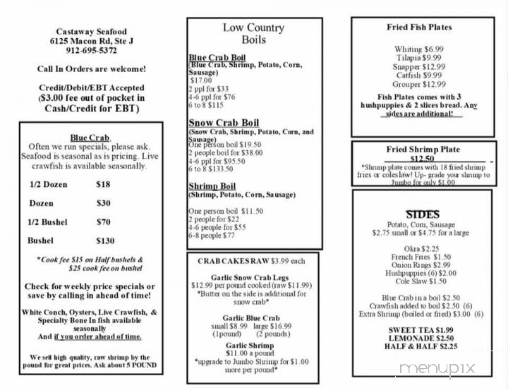 Castaway Seafood - Columbus, GA menu_pic