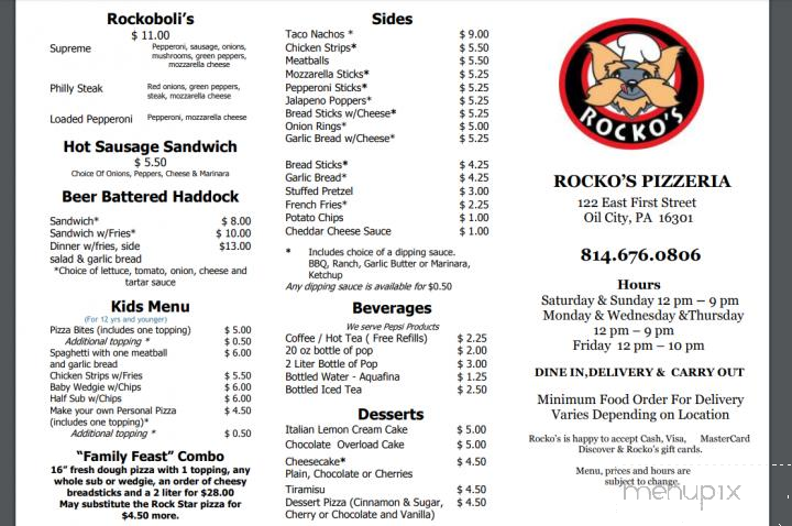 Rocko's Pizzeria - Oil City, PA