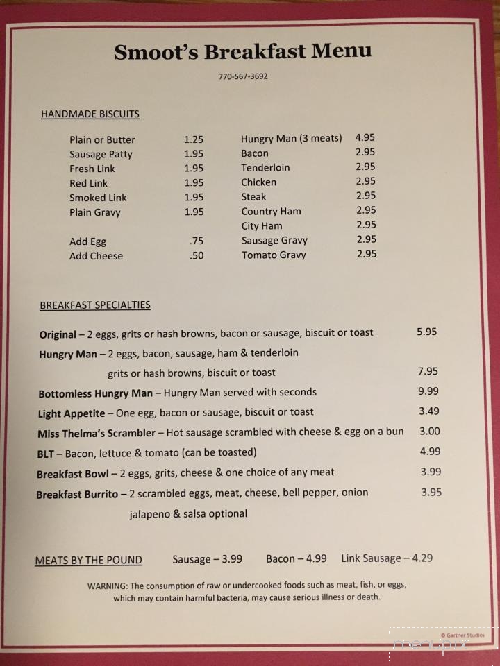 Smoot's - Zebulon, GA menu_pic