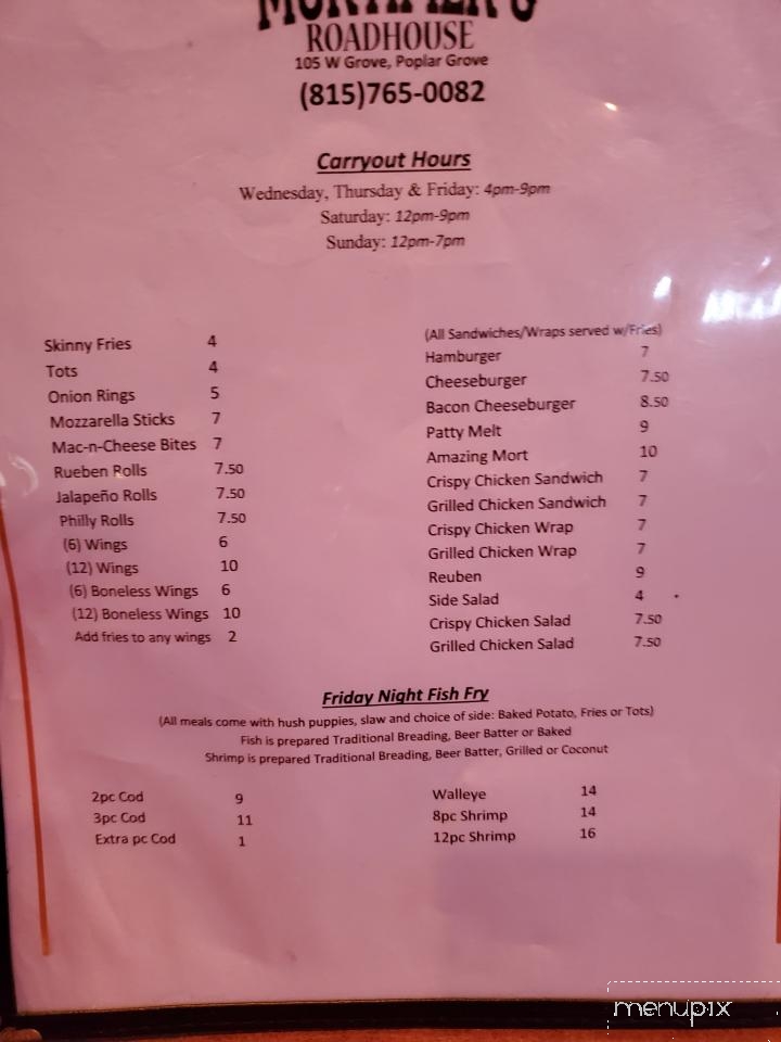 Mortimers Roadhouse - Poplar Grove, IL menu_pic