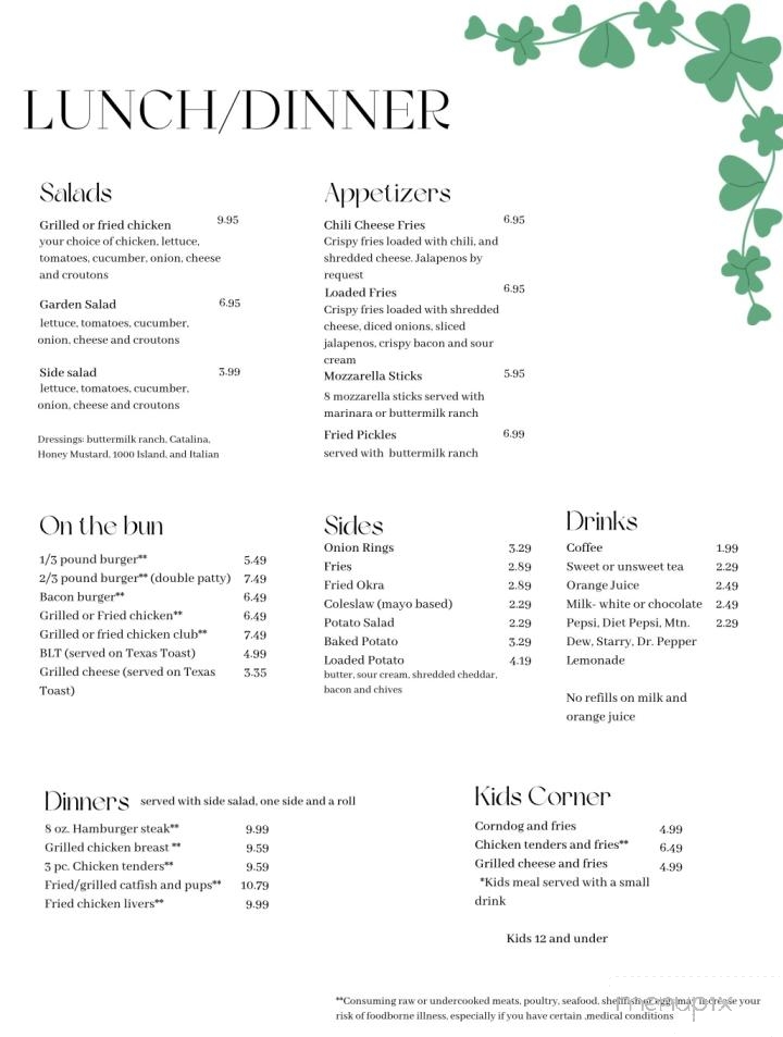 Cloverleaf Restaurant - Liberty, TN menu_pic