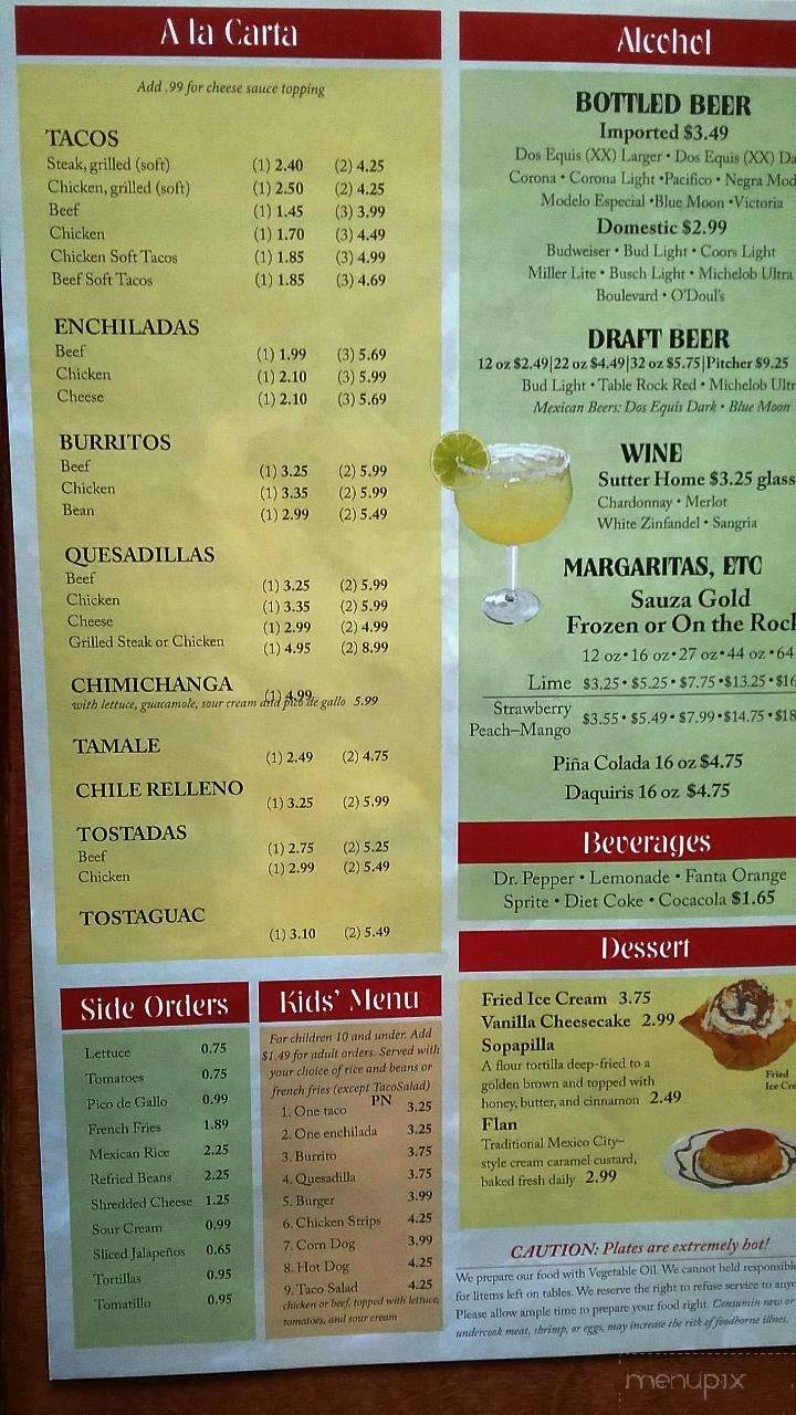 El Lago Mexican Restaurant - Branson West, MO menu_pic